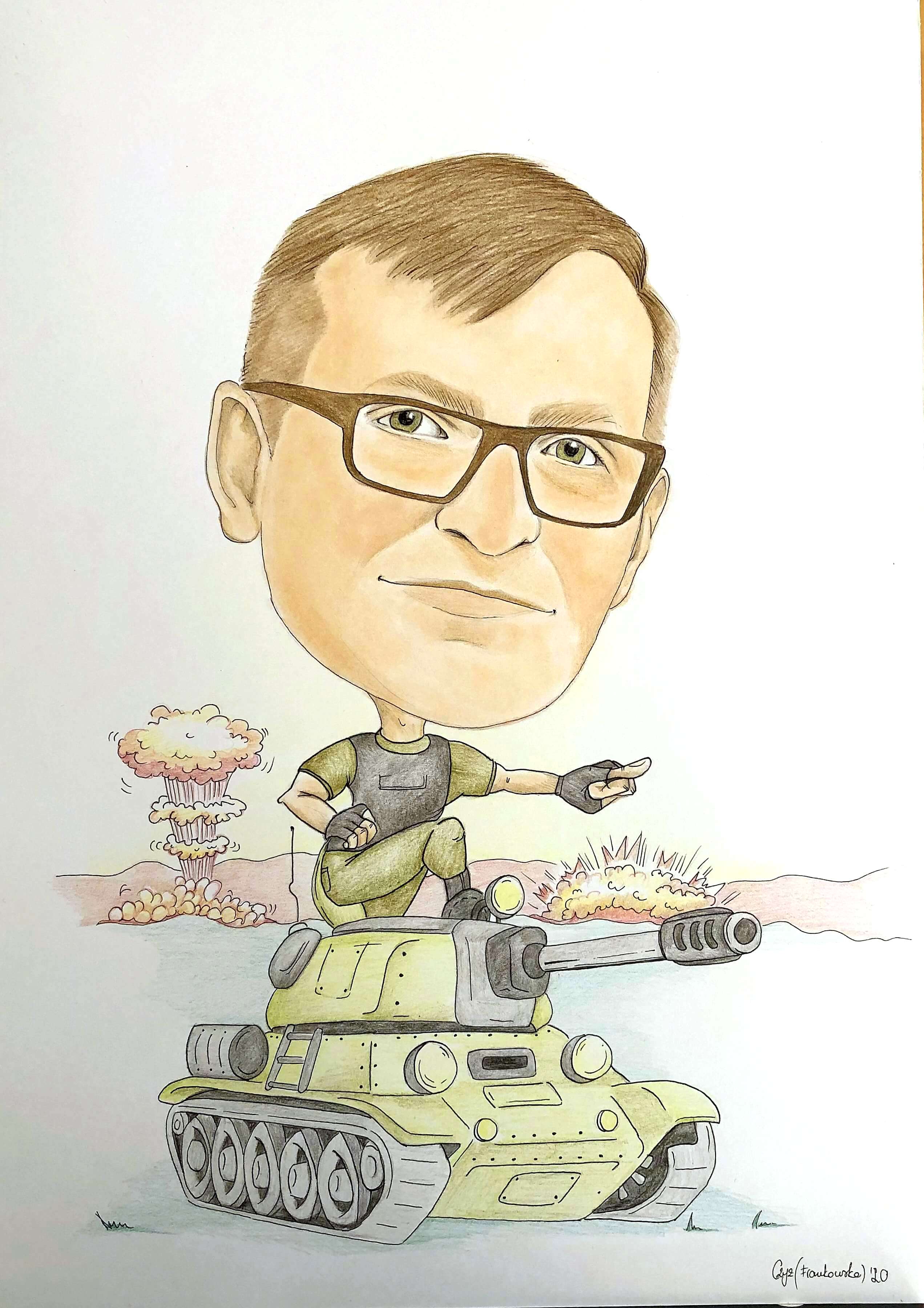 karykatura na czołgu