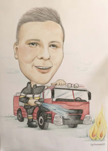 karykatura strażaka