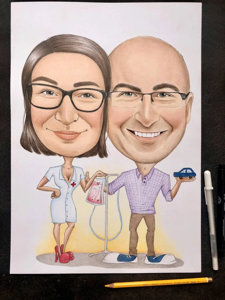 Kolorowa karykatura pary